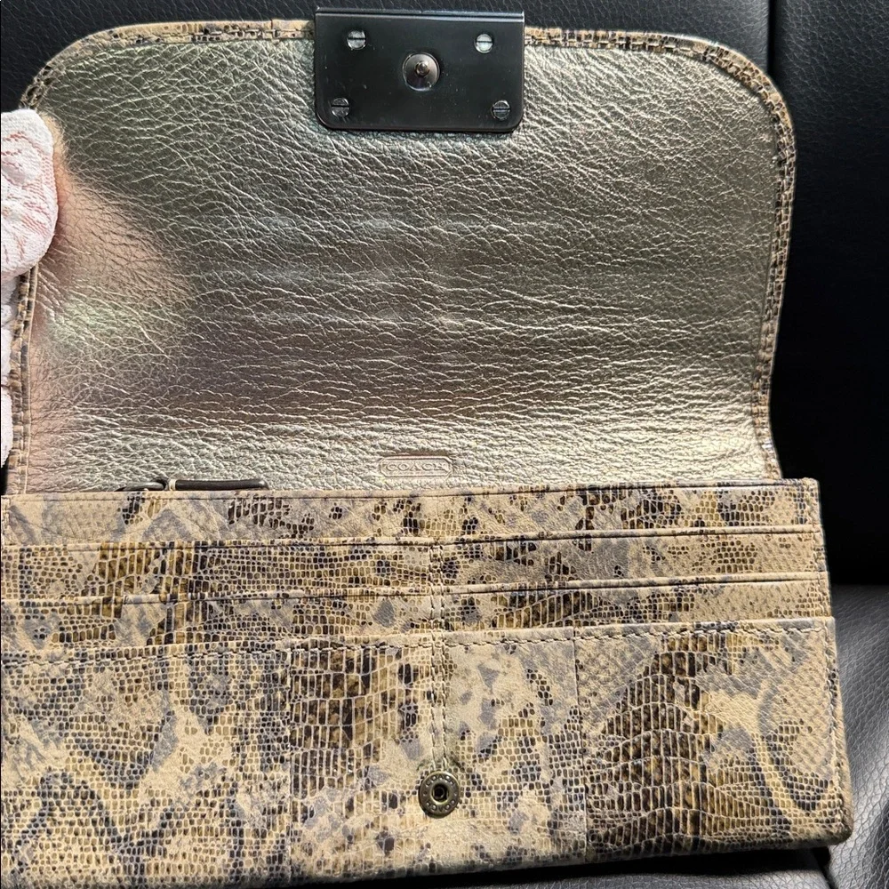 Coach Python Embossed Leather Flap Continental Wallet in GUC